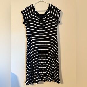Loft Black and White Striped Dress